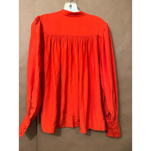 Frame Silk Button-Up in Tomato. MSRP: $428 *note small stain - Picture 10 of 13